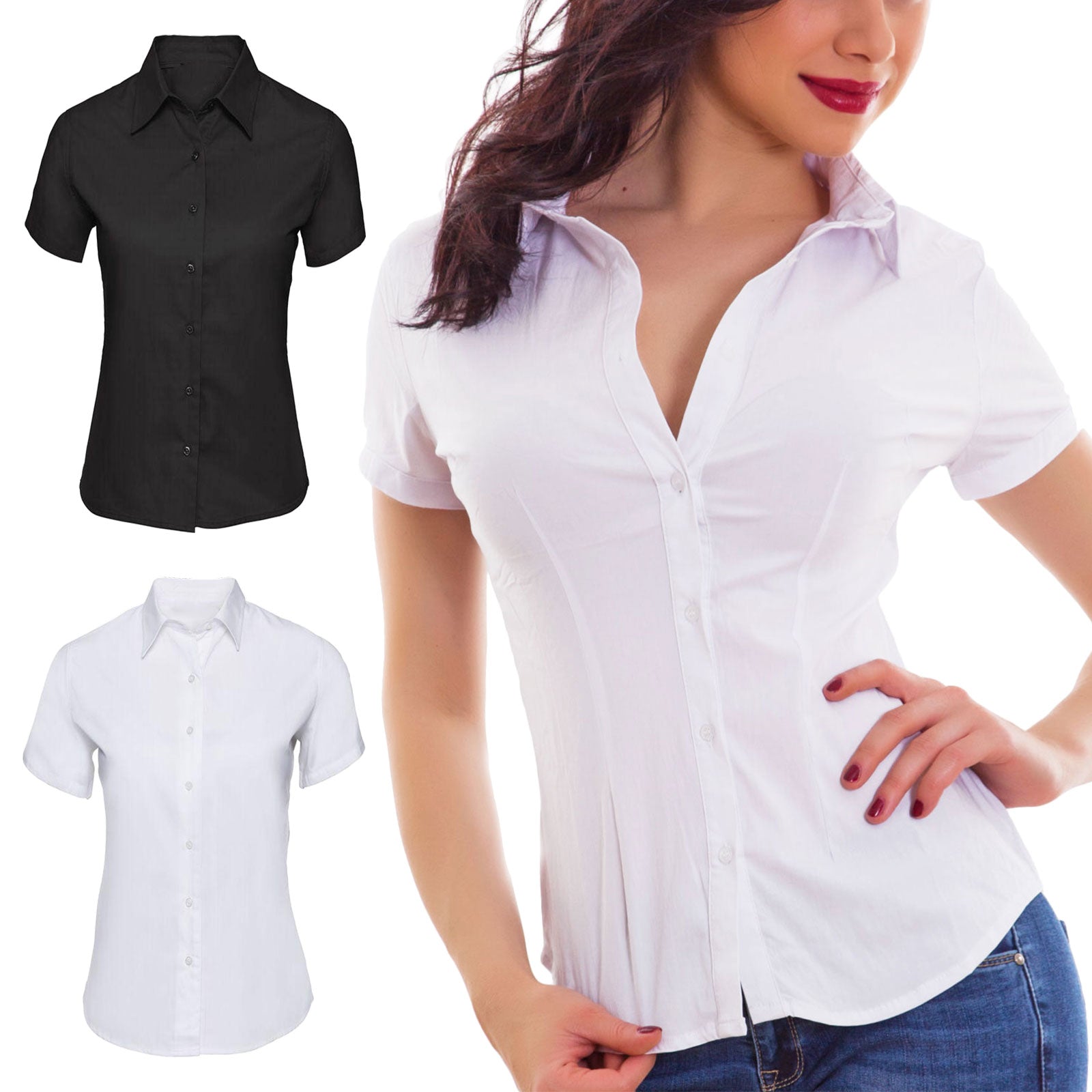 Camicia Donna Avvitata Cotone Maniche Corte D S053