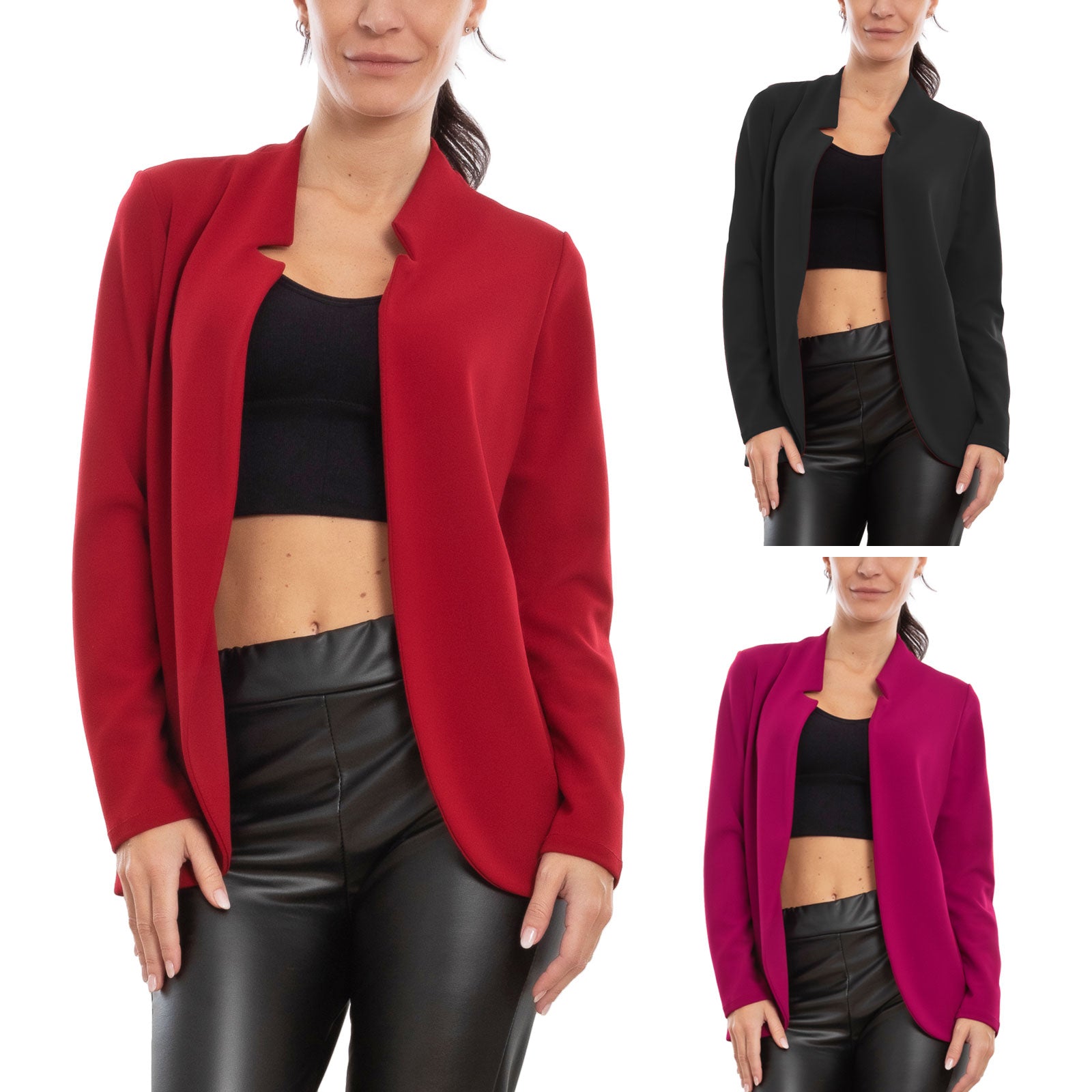 Giacca Blazer Donna Elegante Senza Chiusura Ms 2053