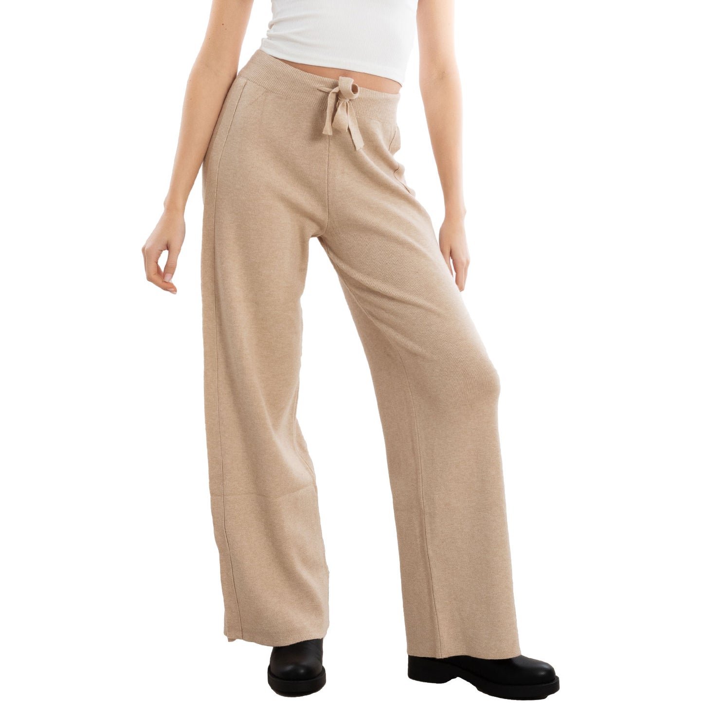 toocool pantaloni donna palazzo maglia laccio vita alta f2005