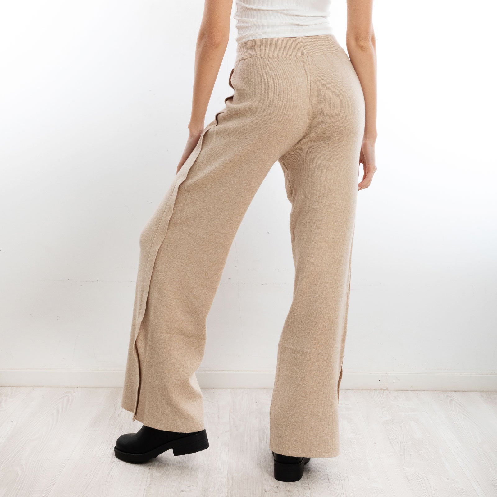 toocool pantaloni donna palazzo maglia laccio vita alta f2005