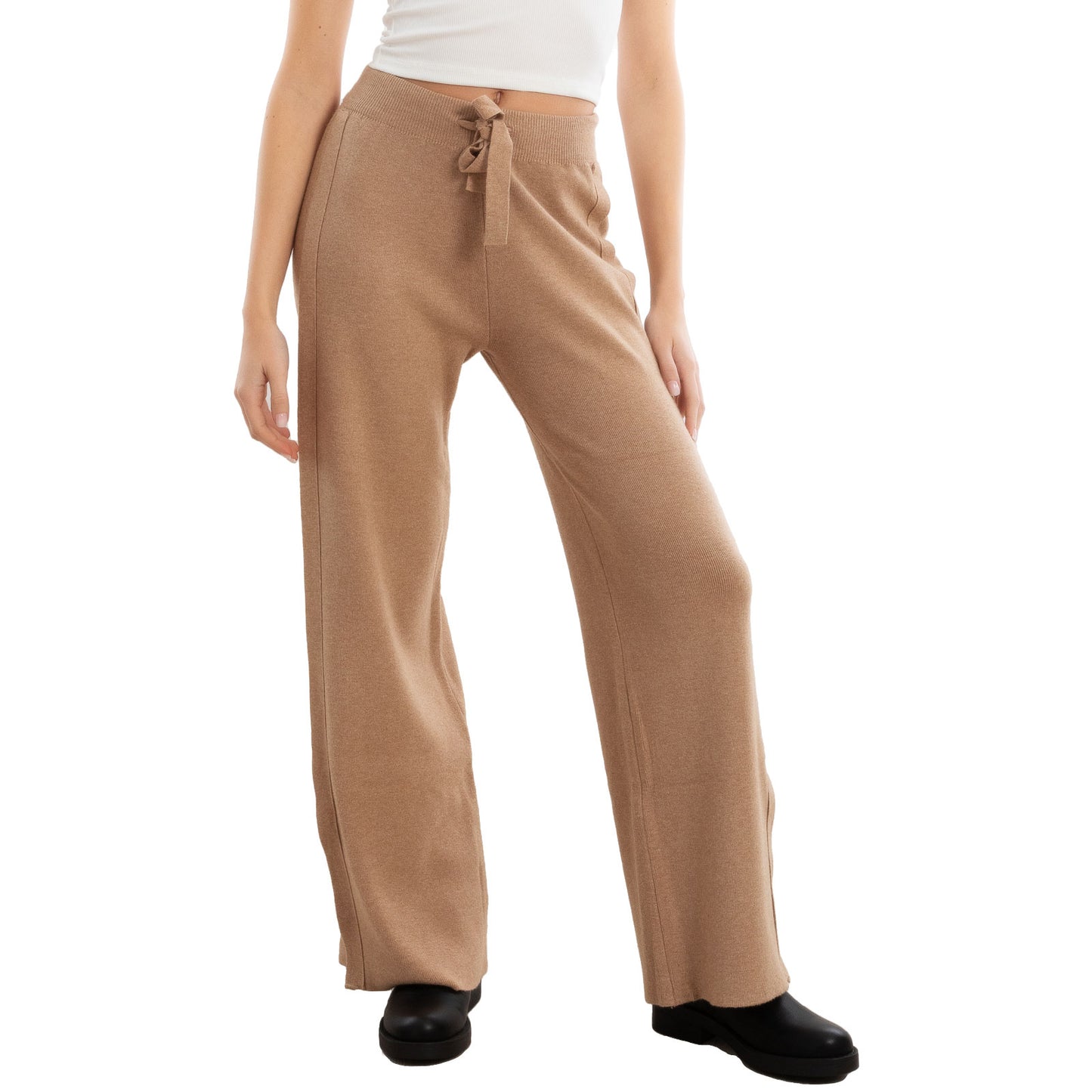 toocool pantaloni donna palazzo maglia laccio vita alta f2005