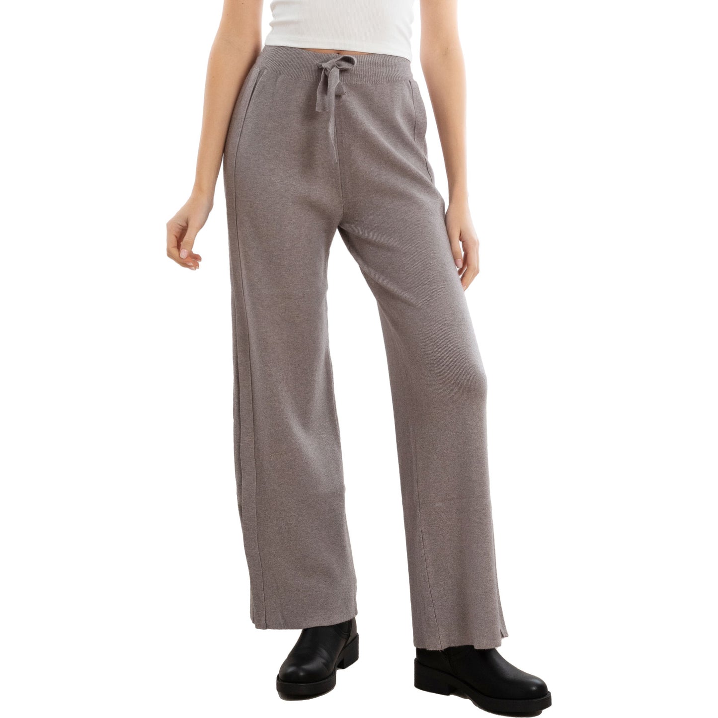 toocool pantaloni donna palazzo maglia laccio vita alta f2005