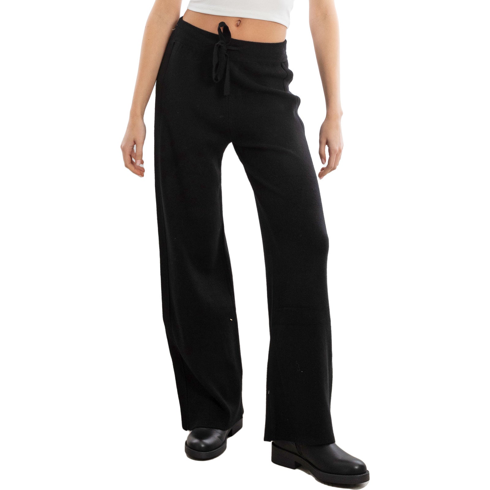 toocool pantaloni donna palazzo maglia laccio vita alta f2005