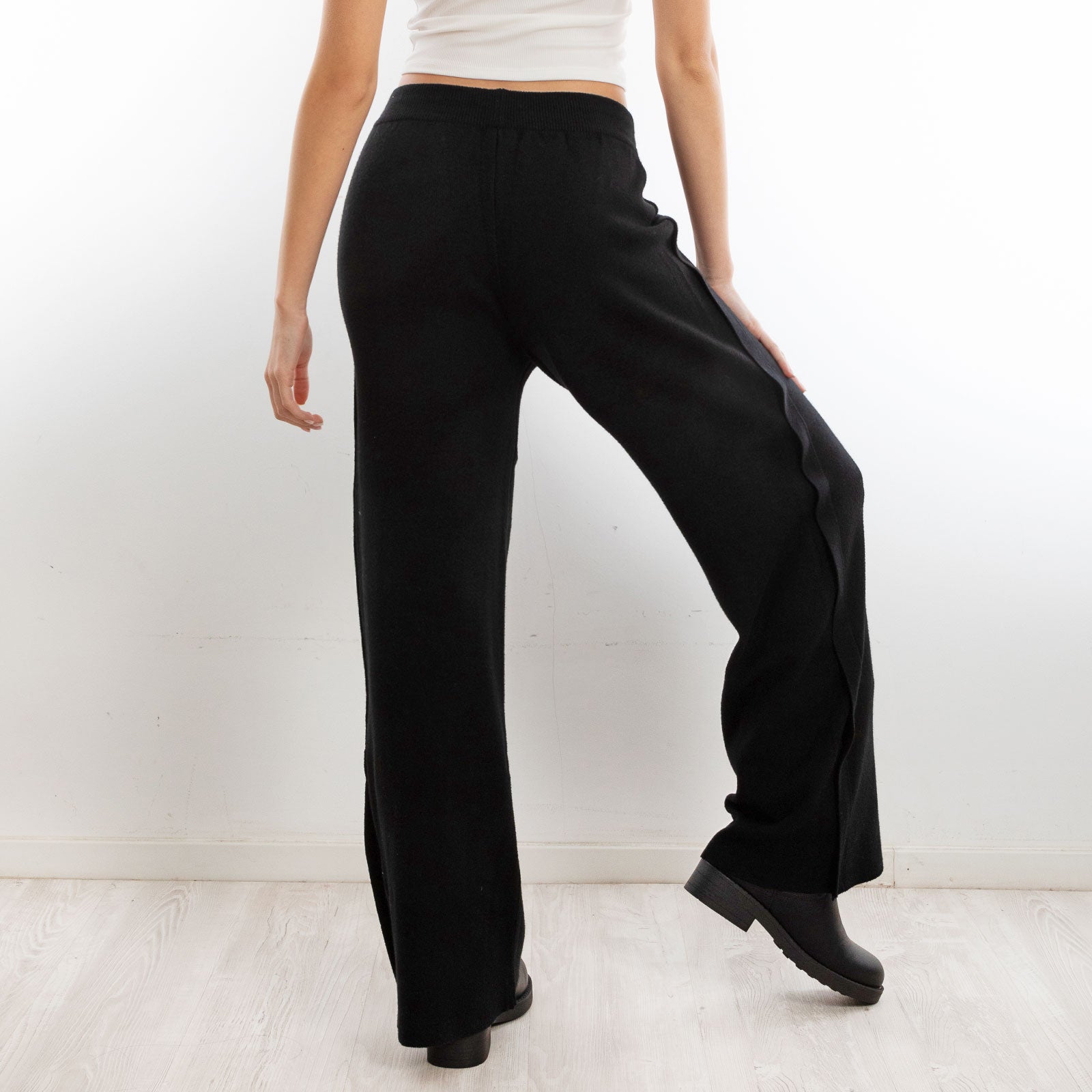 toocool pantaloni donna palazzo maglia laccio vita alta f2005