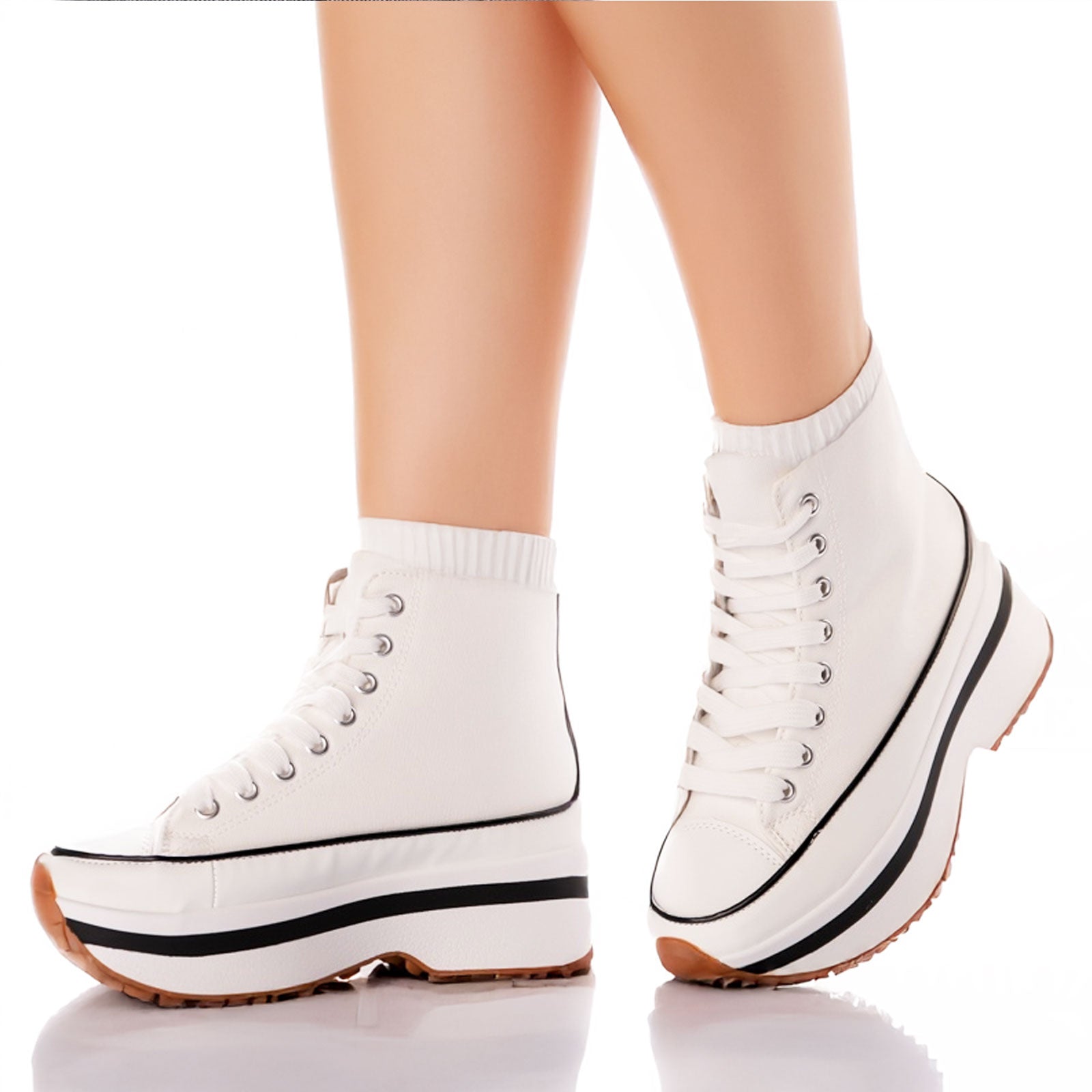 toocool scarpe sneakers donna lacci flatform tela chunky la831