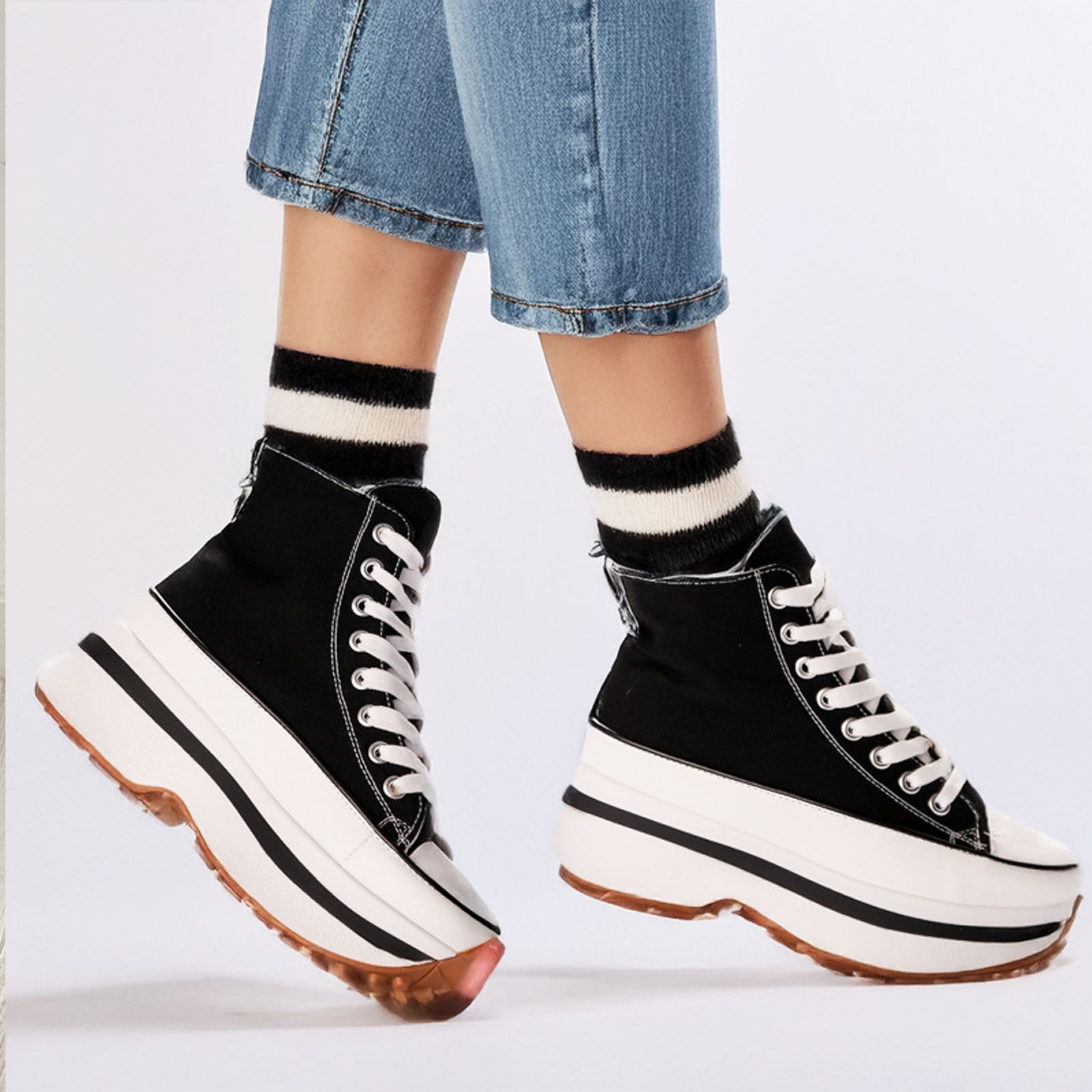 toocool scarpe sneakers donna lacci flatform tela chunky la831