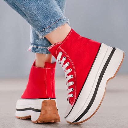 toocool scarpe sneakers donna lacci flatform tela chunky la831