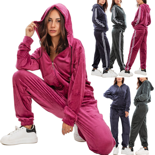 immagine-1-toocool-tuta-sportiva-donna-velour-velluto-ciniglia-cappuccio-be-8502