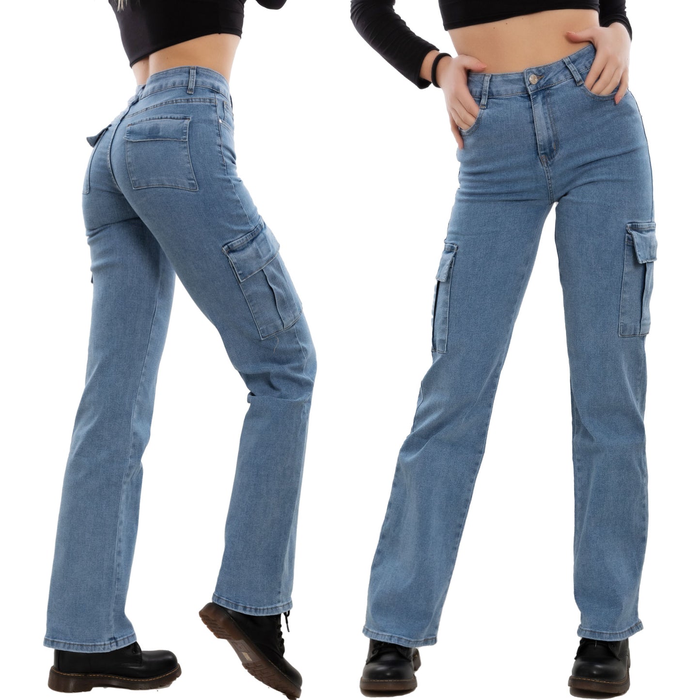 immagine-1-toocool-jeans-donna-pantaloni-vita-alta-cargo-kw-76